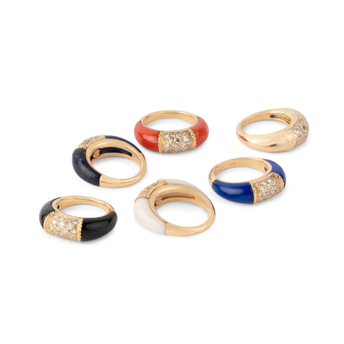 Bague 48 Van Cleef & Arpels Philippine - Bague en or jaune, lapis-lazuli et diamants 58 Facettes 1