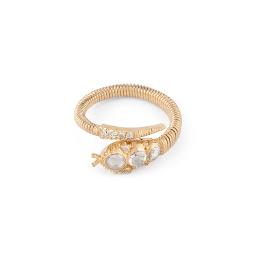 Bague 56 Bague serpent tubogas en or jaune et diamants taille ancienne 58 Facettes 1