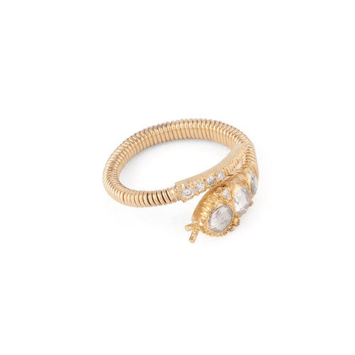Bague 56 Bague serpent tubogas en or jaune et diamants taille ancienne 58 Facettes 1