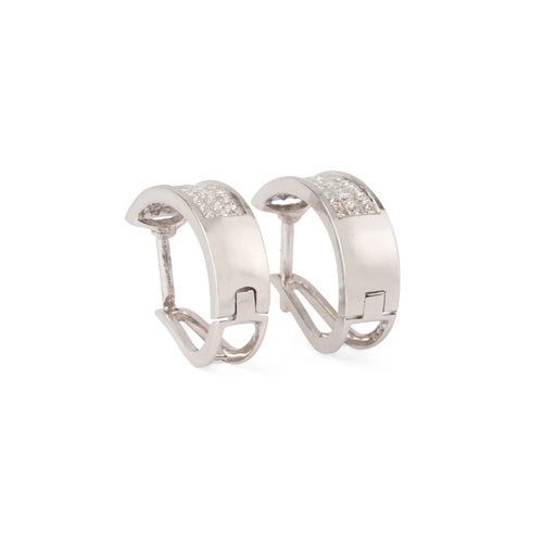 Boucles d'oreilles Créoles - Boucles d’oreilles en or gris 18k et diamants taille princesse 58 Facettes 1