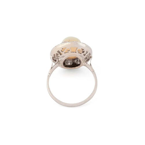 Bague 51 Bague - Bague halo en platine et opale ovale et diamants 58 Facettes 1