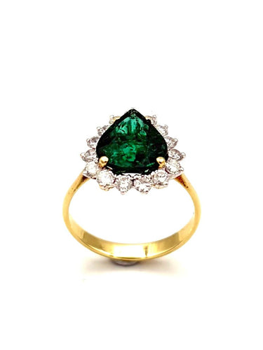 Bague 54 Bague 2 ors 14K émeraude et diamants 58 Facettes VINTAGE BG