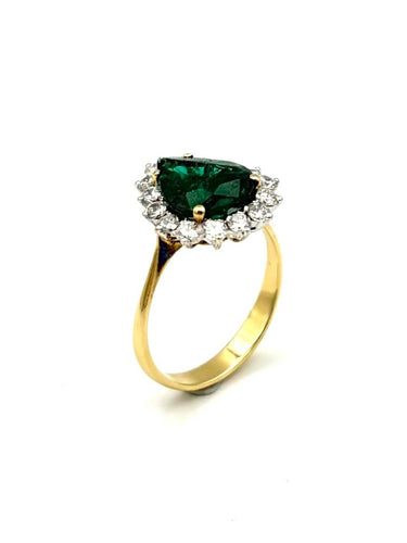 Bague 54 Bague 2 ors 14K émeraude et diamants 58 Facettes VINTAGE BG