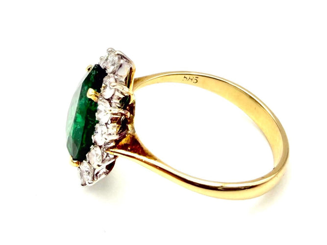 Bague 54 Bague 2 ors 14K émeraude et diamants 58 Facettes VINTAGE BG