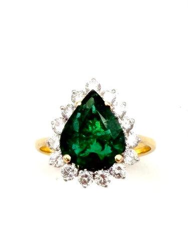 Bague 54 Bague 2 ors 14K émeraude et diamants 58 Facettes VINTAGE BG