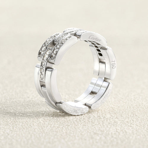 Bague 56 Cartier Maillon Panthère - Bague en or gris et diamants 58 Facettes OC-62100147