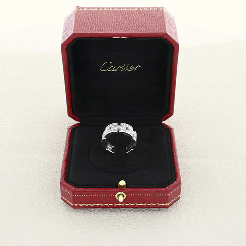 Bague 56 Cartier Maillon Panthère - Bague en or gris et diamants 58 Facettes OC-62100147