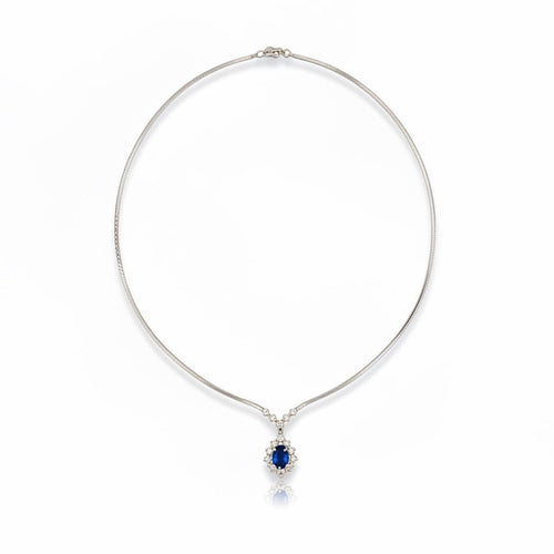 Collier Collier pendentif - Saphir et diamants en or blanc 58 Facettes 1.0001333/1