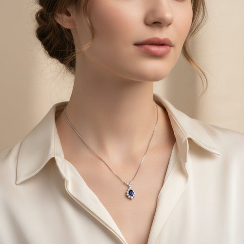 Collier Collier pendentif - Saphir et diamants en or blanc 58 Facettes 1.0001333/1