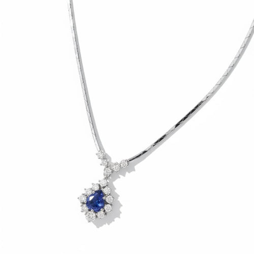 Collier Collier pendentif - Saphir et diamants en or blanc 58 Facettes 1.0001333/1