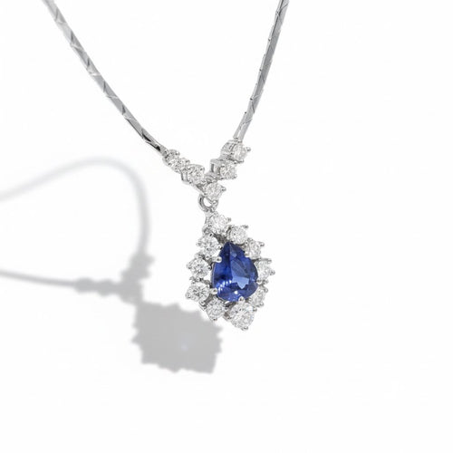 Collier Collier pendentif - Saphir et diamants en or blanc 58 Facettes 1.0001333/1