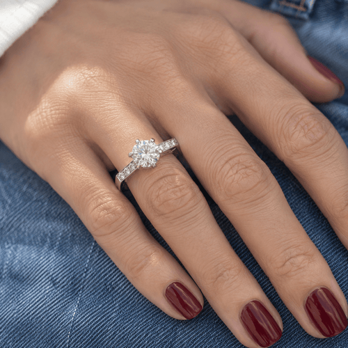 Bague 51 Bague - Diamants 1,21 ct en platine 58 Facettes 1.0001302/4