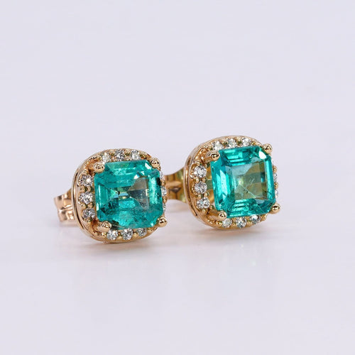 Boucles d'oreilles Boucles d'oreilles en or jaune, émeraudes et diamants 58 Facettes E010