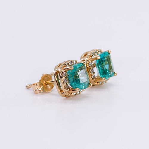 Boucles d'oreilles Boucles d'oreilles en or jaune, émeraudes et diamants 58 Facettes E010
