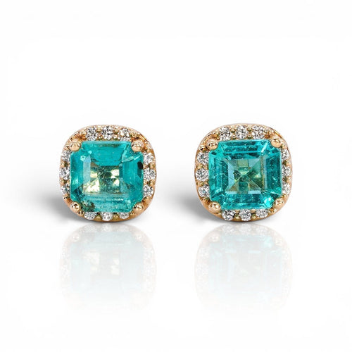 Boucles d'oreilles Boucles d'oreilles en or jaune, émeraudes et diamants 58 Facettes E010