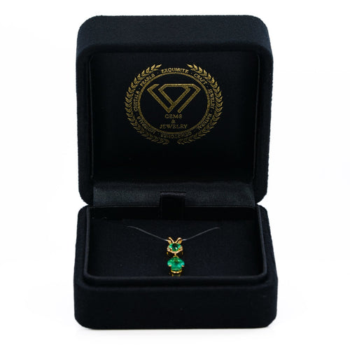 Hanger - Smaragden en diamanten in 18 kt geelgoud 