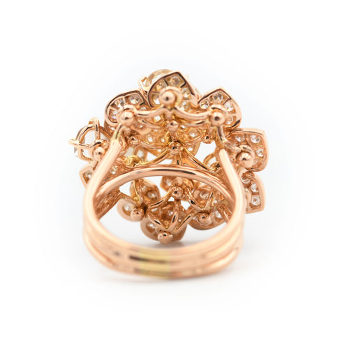 Bague Anello Cœurs en or rose avec diamants et quartz taille cœur 58 Facettes 22998