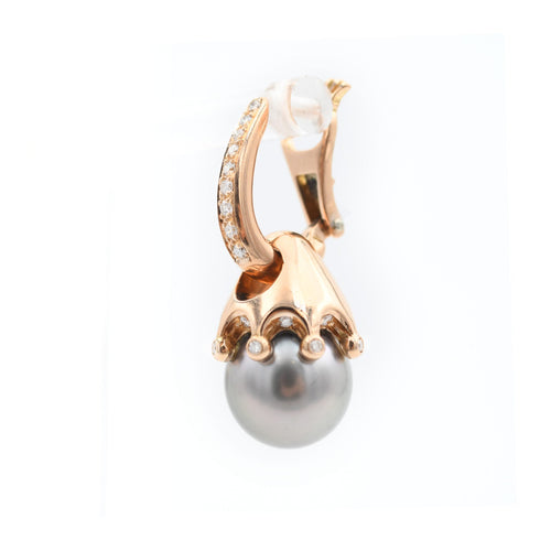 Boucles d'oreilles Orecchini en or rose avec perles thaïes et diamants 58 Facettes 23013