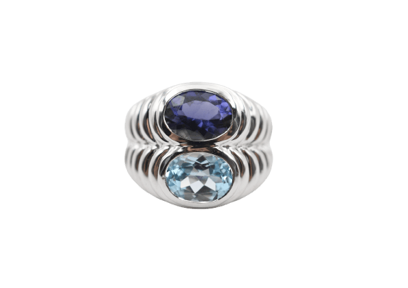 Bague 54 Bulgari Baccellato - Bague en or blanc iolite et topaze 58 Facettes 23020