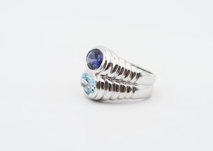 Bague 54 Bulgari Baccellato - Bague en or blanc iolite et topaze 58 Facettes 23020
