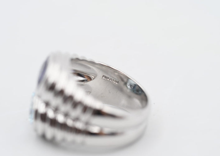 Bague 54 Bulgari Baccellato - Bague en or blanc iolite et topaze 58 Facettes 23020
