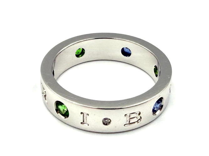 Bague 56 BVLGARI Roman Sorbet - Bague en or blanc tsavorites, saphirs et diamant 58 Facettes BVLGARI BG