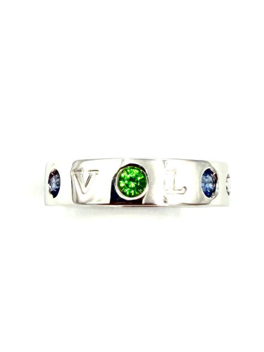 Bague 56 BVLGARI Roman Sorbet - Bague en or blanc tsavorites, saphirs et diamant 58 Facettes BVLGARI BG