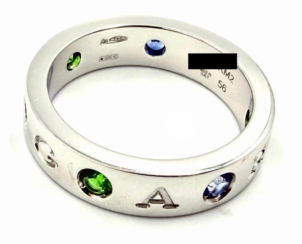 Bague 56 BVLGARI Roman Sorbet - Bague en or blanc tsavorites, saphirs et diamant 58 Facettes BVLGARI BG