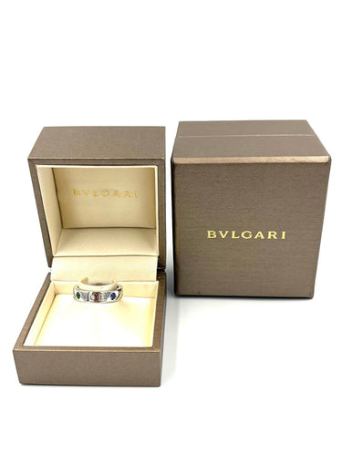 Bague 56 BVLGARI Roman Sorbet - Bague en or blanc tsavorites, saphirs et diamant 58 Facettes BVLGARI BG
