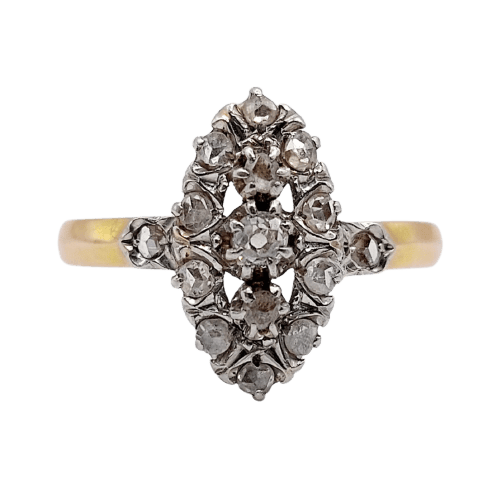 Bague 55.5 Bague marquise victorienne en or rose 18K et diamants 58 Facettes A07217
