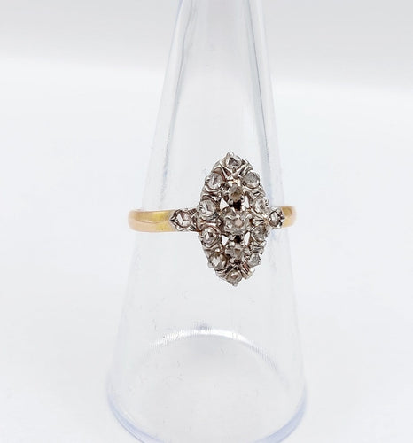 Bague 55.5 Bague marquise victorienne en or rose 18K et diamants 58 Facettes A07217