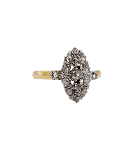 Bague 55.5 Bague marquise victorienne en or rose 18K et diamants 58 Facettes A07217