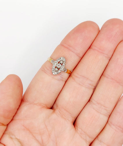 Bague 55.5 Bague marquise victorienne en or rose 18K et diamants 58 Facettes A07217