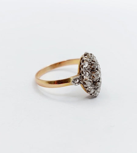 Bague 55.5 Bague marquise victorienne en or rose 18K et diamants 58 Facettes A07217