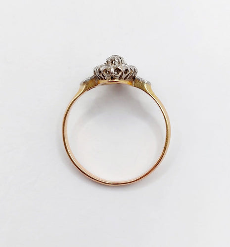 Bague 55.5 Bague marquise victorienne en or rose 18K et diamants 58 Facettes A07217