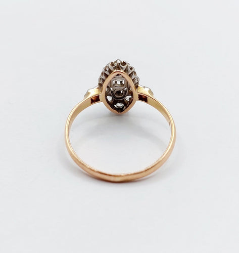 Bague 55.5 Bague marquise victorienne en or rose 18K et diamants 58 Facettes A07217