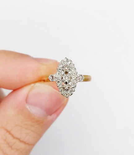Bague 55.5 Bague marquise victorienne en or rose 18K et diamants 58 Facettes A07217