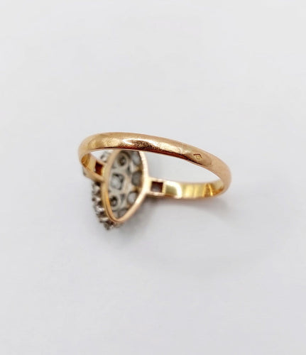 Bague 55.5 Bague marquise victorienne en or rose 18K et diamants 58 Facettes A07217