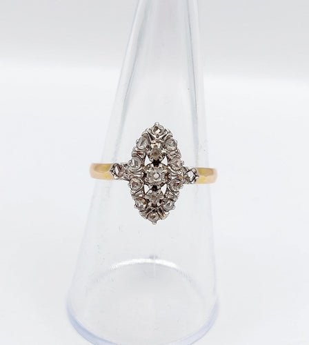 Bague 55.5 Bague marquise victorienne en or rose 18K et diamants 58 Facettes A07217