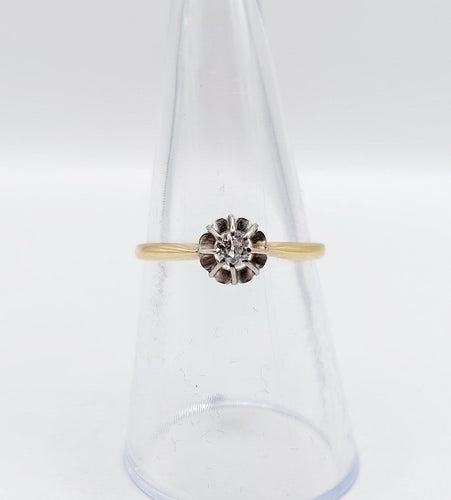 Bague 54 Bague solitaire antique en or 18k et platine, diamant taille ancienne 58 Facettes A07218