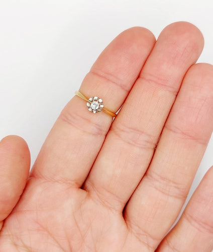 Bague 54 Bague solitaire antique en or 18k et platine, diamant taille ancienne 58 Facettes A07218