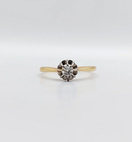 Bague 54 Bague solitaire antique en or 18k et platine, diamant taille ancienne 58 Facettes A07218
