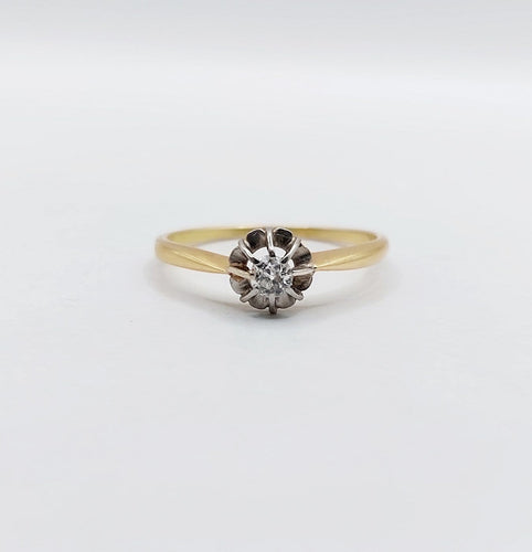 Bague 54 Bague solitaire antique en or 18k et platine, diamant taille ancienne 58 Facettes A07218