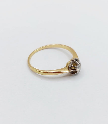 Bague 54 Bague solitaire antique en or 18k et platine, diamant taille ancienne 58 Facettes A07218