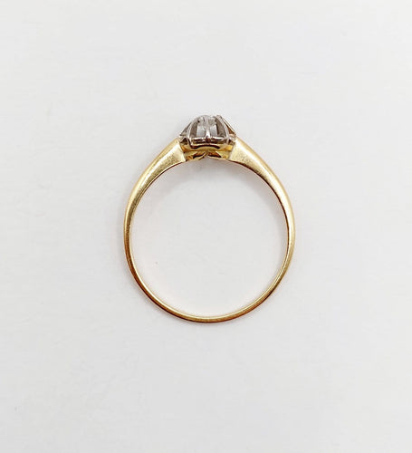 Bague 54 Bague solitaire antique en or 18k et platine, diamant taille ancienne 58 Facettes A07218