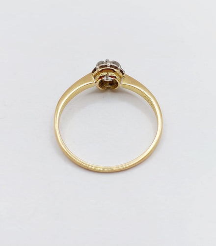 Bague 54 Bague solitaire antique en or 18k et platine, diamant taille ancienne 58 Facettes A07218