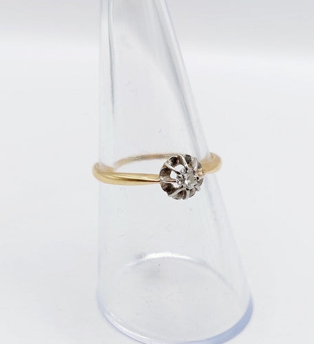 Bague 54 Bague solitaire antique en or 18k et platine, diamant taille ancienne 58 Facettes A07218
