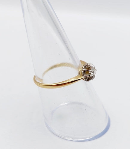 Bague 54 Bague solitaire antique en or 18k et platine, diamant taille ancienne 58 Facettes A07218