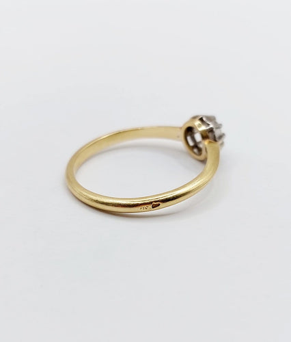 Bague 55.5 Bague solitaire antique en or 18k, diamant taille ancienne 0,20 carat 58 Facettes A07219
