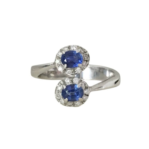 Bague 54 Bague Toi & Moi en or blanc 18K, saphirs et diamants 58 Facettes 263